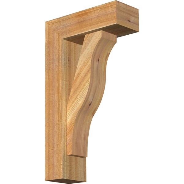 Ekena Millwork Funston Block Rough Sawn Bracket w/ Offset Brace, Western Red Cedar, 6"W x 16"D x 28"H BKT0604X16X28FST05RWR - main